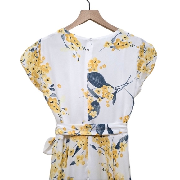 Lulus French Countryside White and Yellow Floral Print High-Low Dress S - Picture 6 of 13